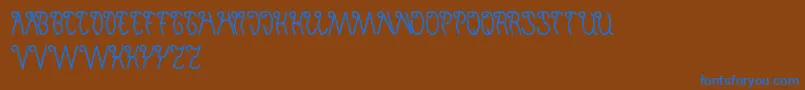 フォントInvisibleMan – 茶色の背景に青い文字