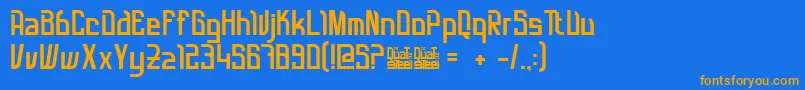 フォントQuatsteelUpdate2015 – オレンジ色の文字が青い背景にあります。