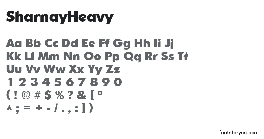 A fonte SharnayHeavy – alfabeto, números, caracteres especiais