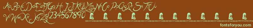 KissMeQuick Font – Green Fonts on Brown Background