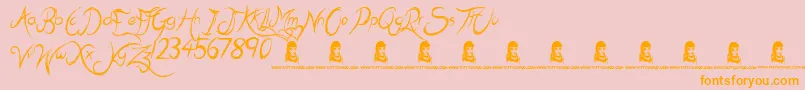 KissMeQuick-Schriftart – Orangefarbene Schriften auf rosa Hintergrund