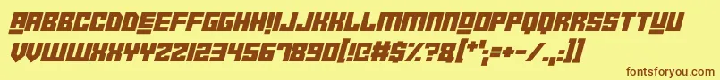 Weitere Informationen zur RobotCrushItalic-Schriftart RobotCrushItalic-Schriftart – Braune Schriften auf gelbem Hintergrund
