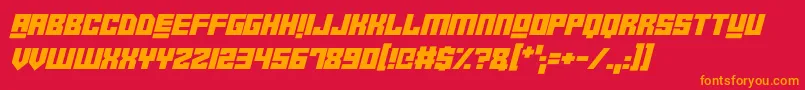 フォントRobotCrushItalic – 赤い背景にオレンジの文字