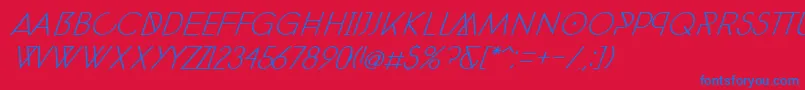 Шрифт PhantomThinExtraItalic30 – синие шрифты на красном фоне