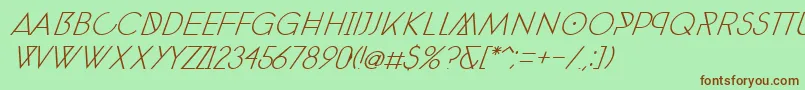 PhantomThinExtraItalic30 Font – Brown Fonts on Green Background