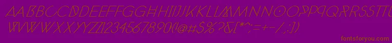 PhantomThinExtraItalic30-fontti – ruskeat fontit violetilla taustalla