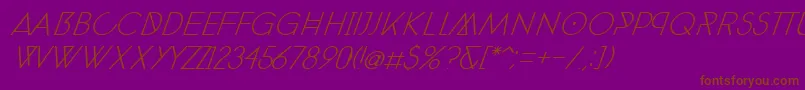 Fonte PhantomThinExtraItalic30 – fontes marrons em um fundo roxo