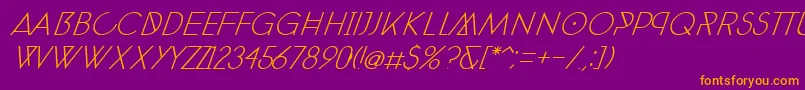 Fonte PhantomThinExtraItalic30 – fontes laranjas em um fundo violeta