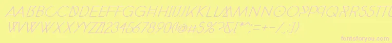PhantomThinExtraItalic30 Font – Pink Fonts on Yellow Background
