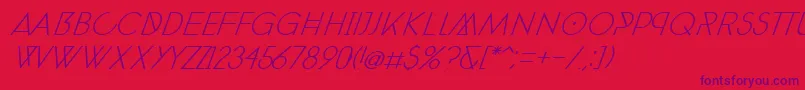 PhantomThinExtraItalic30 Font – Purple Fonts on Red Background