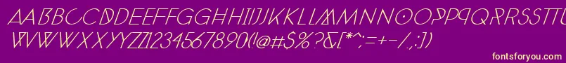 Fonte PhantomThinExtraItalic30 – fontes amarelas em um fundo roxo