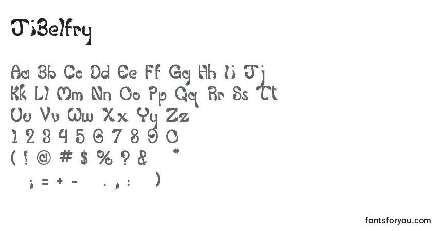 Schriftart JiBelfry – Alphabet, Zahlen, spezielle Symbole