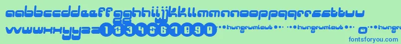 Hungrumlaut Font – Blue Fonts on Green Background