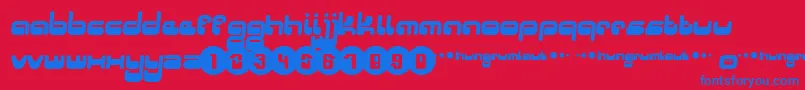 Hungrumlaut-fontti – siniset fontit punaisella taustalla