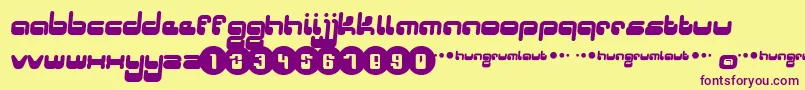 Hungrumlaut Font – Purple Fonts on Yellow Background