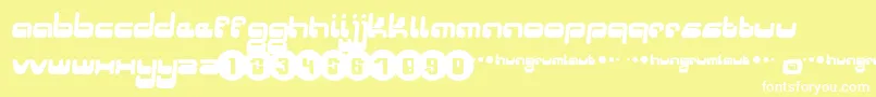 Hungrumlaut Font – White Fonts on Yellow Background