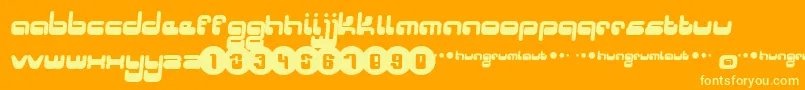 Hungrumlaut Font – Yellow Fonts on Orange Background