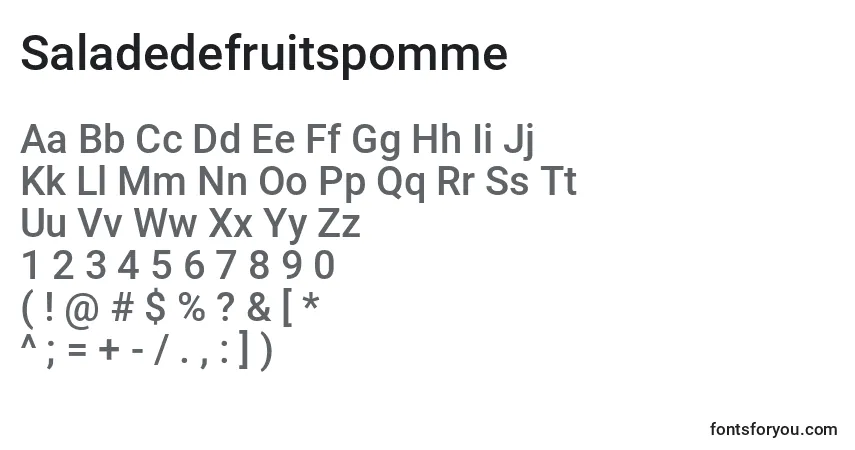 Saladedefruitspomme-fontti – aakkoset, numerot, erikoismerkit