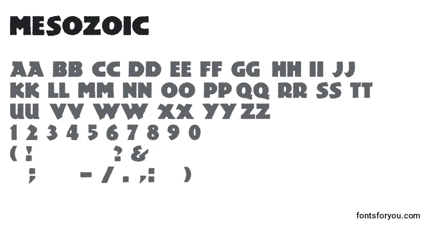 Шрифт Mesozoic – алфавит, цифры, специальные символы