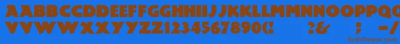 Mesozoic-Schriftart – Braune Schriften auf blauem Hintergrund