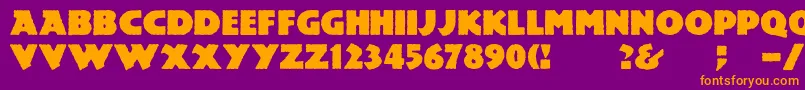 Mesozoic-Schriftart – Orangefarbene Schriften auf violettem Hintergrund