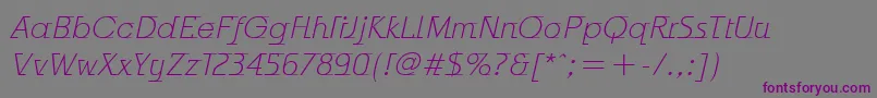 フォントOdysseeItcLightItalic – 紫色のフォント、灰色の背景