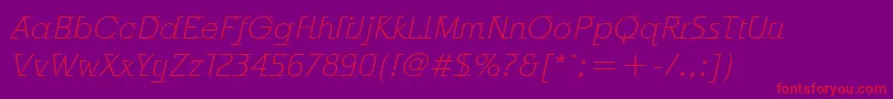 OdysseeItcLightItalic Font – Red Fonts on Purple Background