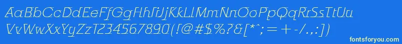 OdysseeItcLightItalic Font – Yellow Fonts on Blue Background