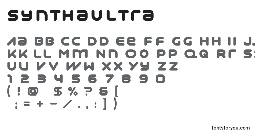 Czcionka SynthaUltra – alfabet, cyfry, specjalne znaki