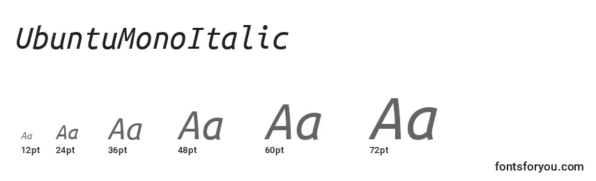 Größen der Schriftart UbuntuMonoItalic