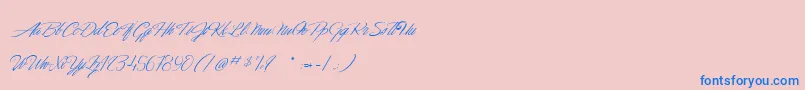 DancingInTheMoonlight Font – Blue Fonts on Pink Background