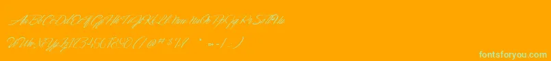 DancingInTheMoonlight-Schriftart – Grüne Schriften auf orangefarbenem Hintergrund