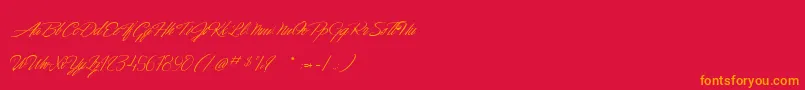 DancingInTheMoonlight Font – Orange Fonts on Red Background
