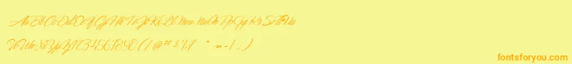 DancingInTheMoonlight Font – Orange Fonts on Yellow Background