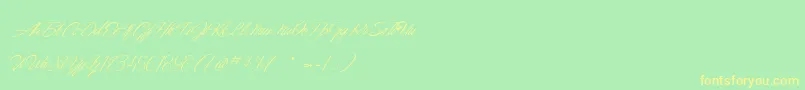 DancingInTheMoonlight Font – Yellow Fonts on Green Background