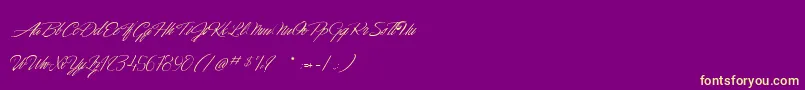 DancingInTheMoonlight Font – Yellow Fonts on Purple Background