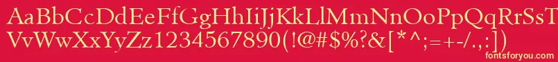 MinisterLtLight Font – Yellow Fonts on Red Background