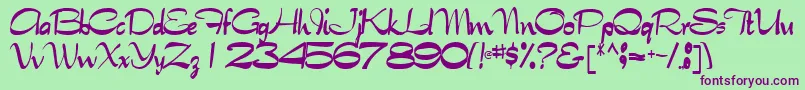 Tabithatype32Regular Font – Purple Fonts on Green Background