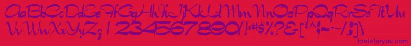 Tabithatype32Regular-Schriftart – Violette Schriften auf rotem Hintergrund
