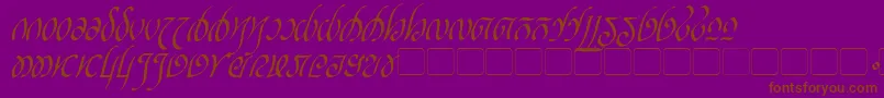 フォントRellanicItalic – 紫色の背景に茶色のフォント