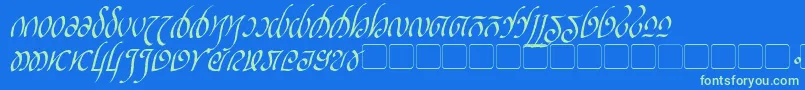 RellanicItalic-Schriftart – Grüne Schriften auf blauem Hintergrund