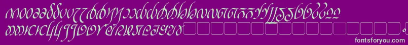 フォントRellanicItalic – 紫の背景に緑のフォント