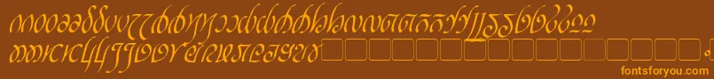 RellanicItalic-fontti – oranssit fontit ruskealla taustalla