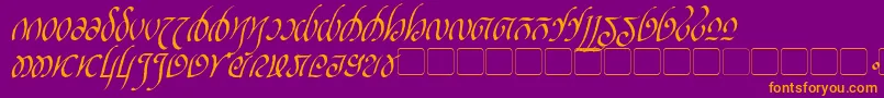 RellanicItalic-fontti – oranssit fontit violetilla taustalla