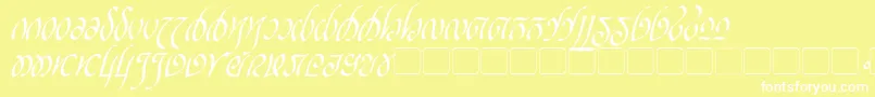 RellanicItalic-fontti – valkoiset fontit keltaisella taustalla