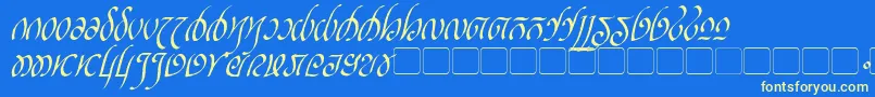 RellanicItalic-Schriftart – Gelbe Schriften auf blauem Hintergrund
