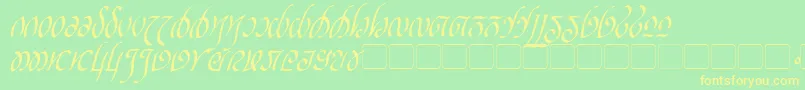 RellanicItalic-fontti – keltaiset fontit vihreällä taustalla