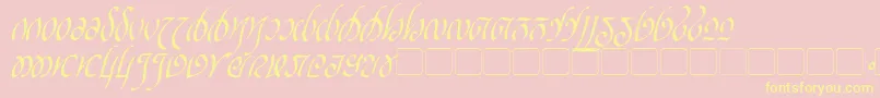 RellanicItalic-fontti – keltaiset fontit vaaleanpunaisella taustalla
