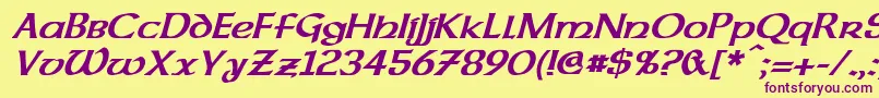 DalelandsUncialBoldItalic Font – Purple Fonts on Yellow Background