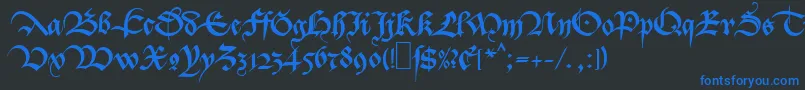 フォントMaBastarda1 – 黒い背景に青い文字